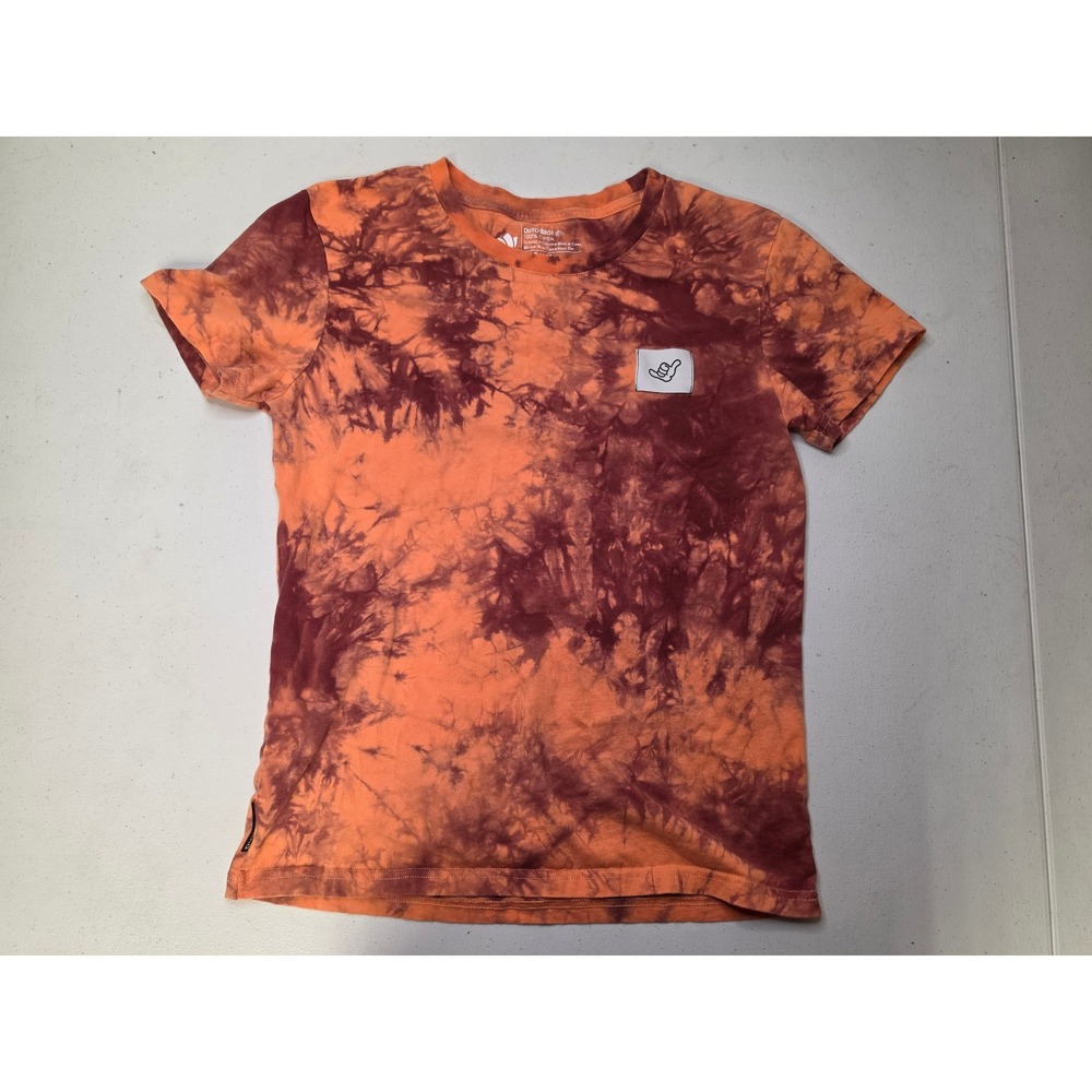 Dutch Bros Coffee Tie Dye T-Shirt Orange Burgundy Shaka Patch Womens Medium